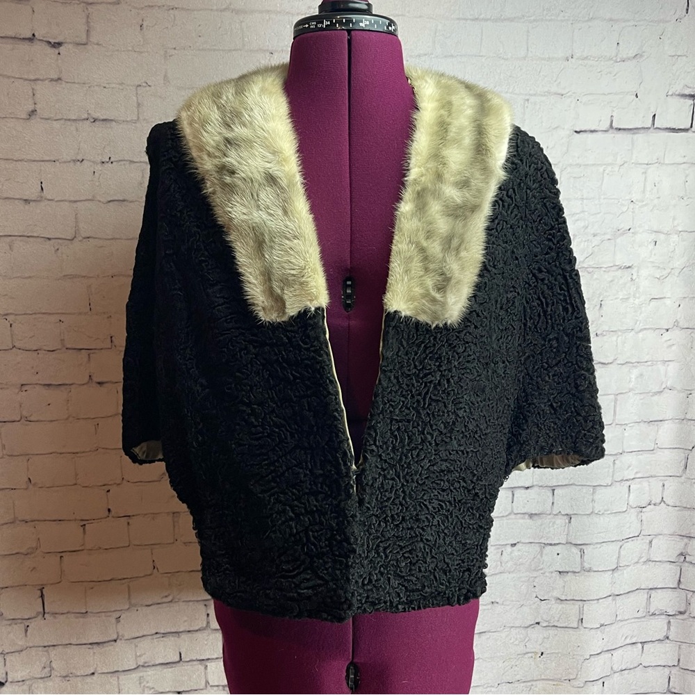 Vintage Persian lamb stole with mink collar